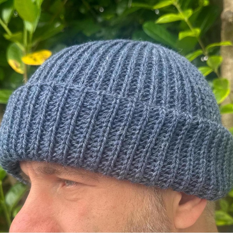 Handloomed Pure New Wool Beanie - Unisex, Denim Blue (Deep Blue), Donegal Yarn